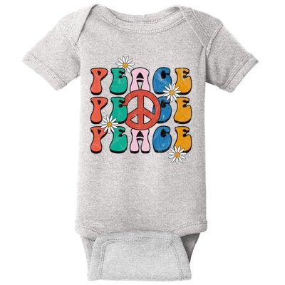 Peace Retro Vintage Sunflower Baby Bodysuit