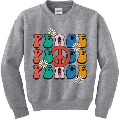 Peace Retro Vintage Sunflower Kids Sweatshirt