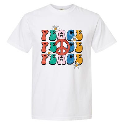 Peace Retro Vintage Sunflower Garment-Dyed Heavyweight T-Shirt