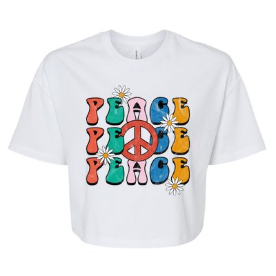 Peace Retro Vintage Sunflower Bella+Canvas Jersey Crop Tee