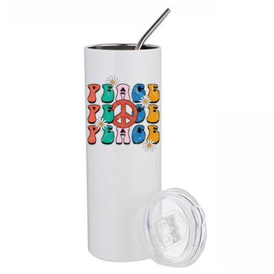 Peace Retro Vintage Sunflower Stainless Steel Tumbler