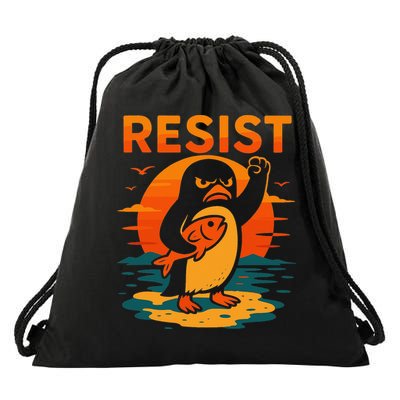 Penguin Resist Vintage Penguin Resist Cool Penguins Resist Drawstring Bag