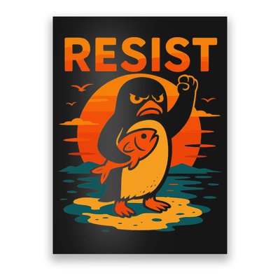 Penguin Resist Vintage Penguin Resist Cool Penguins Resist Poster