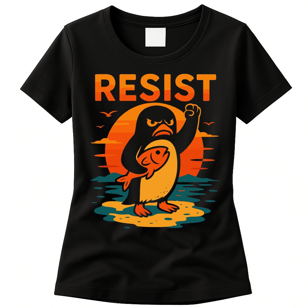 Penguin Resist Vintage Penguin Resist Cool Penguins Resist Womens T-Shirt