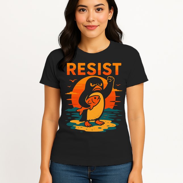 Penguin Resist Vintage Penguin Resist Cool Penguins Resist Womens T-Shirt