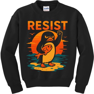 Penguin Resist Vintage Penguin Resist Cool Penguins Resist Kids Sweatshirt