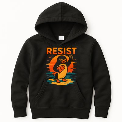 Penguin Resist Vintage Penguin Resist Cool Penguins Resist Kids Hoodie