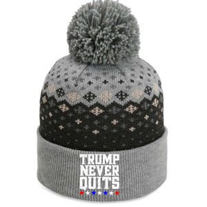 Patriotic Republican Vote Trump 2024 Trump Never Quits The Baniff Cuffed Pom Beanie