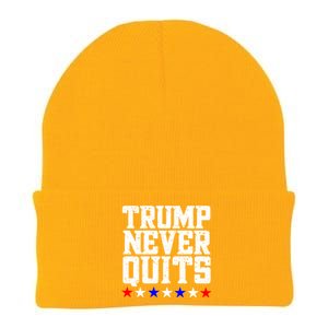 Patriotic Republican Vote Trump 2024 Trump Never Quits Knit Cap Winter Beanie