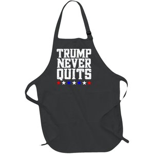 Patriotic Republican Vote Trump 2024 Trump Never Quits Full-Length Apron With Pockets