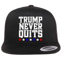 Patriotic Republican Vote Trump 2024 Trump Never Quits Flat Bill Trucker Hat