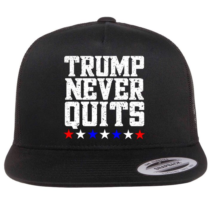 Patriotic Republican Vote Trump 2024 Trump Never Quits Flat Bill Trucker Hat