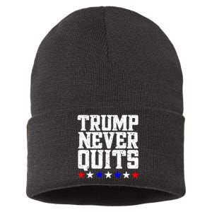 Patriotic Republican Vote Trump 2024 Trump Never Quits Sustainable Knit Beanie