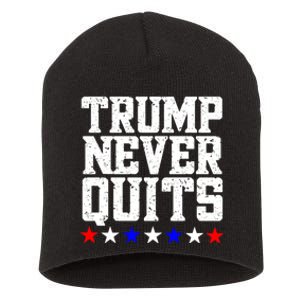 Patriotic Republican Vote Trump 2024 Trump Never Quits Short Acrylic Beanie