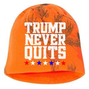 Patriotic Republican Vote Trump 2024 Trump Never Quits Kati - Camo Knit Beanie