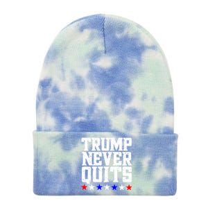 Patriotic Republican Vote Trump 2024 Trump Never Quits Tie Dye 12in Knit Beanie