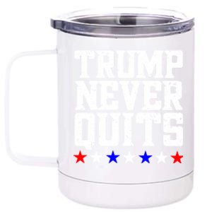 Patriotic Republican Vote Trump 2024 Trump Never Quits 12 oz Stainless Steel Tumbler Cup