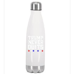 Patriotic Republican Vote Trump 2024 Trump Never Quits Stainless Steel Insulated Water Bottle