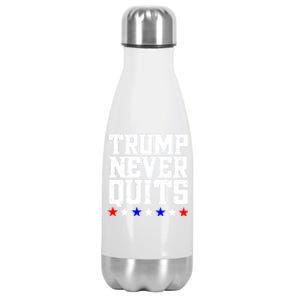 Patriotic Republican Vote Trump 2024 Trump Never Quits Stainless Steel Insulated Water Bottle