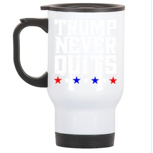 Patriotic Republican Vote Trump 2024 Trump Never Quits Stainless Steel Travel Mug