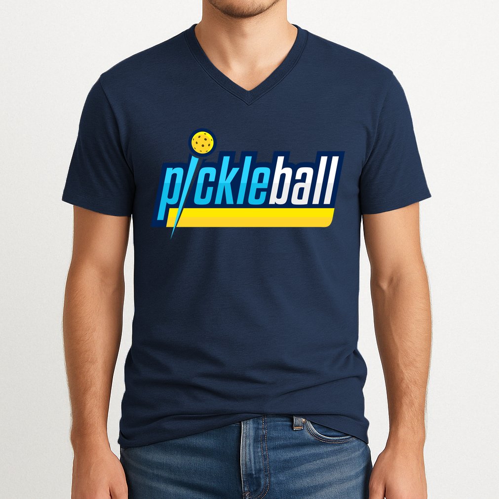 Pickleball Retro Volt Logo V-Neck T-Shirt