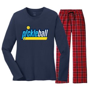 Pickleball Retro Volt Logo Women's Long Sleeve Flannel Pajama Set 