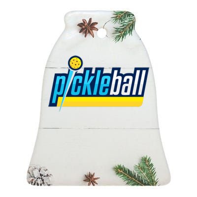 Pickleball Retro Volt Logo Ceramic Bell Ornament