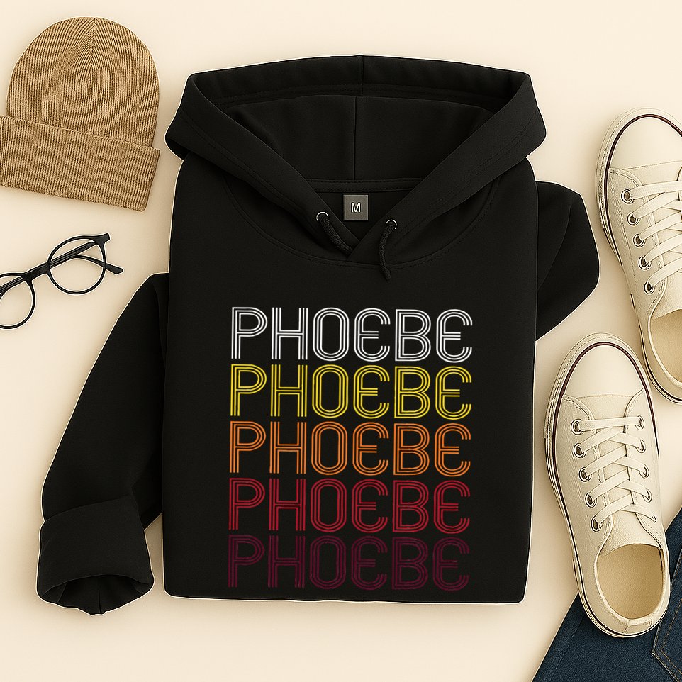 Phoebe Retro Wordmark Pattern Vintage Style Hoodie