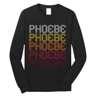 Phoebe Retro Wordmark Pattern Vintage Style Long Sleeve Shirt