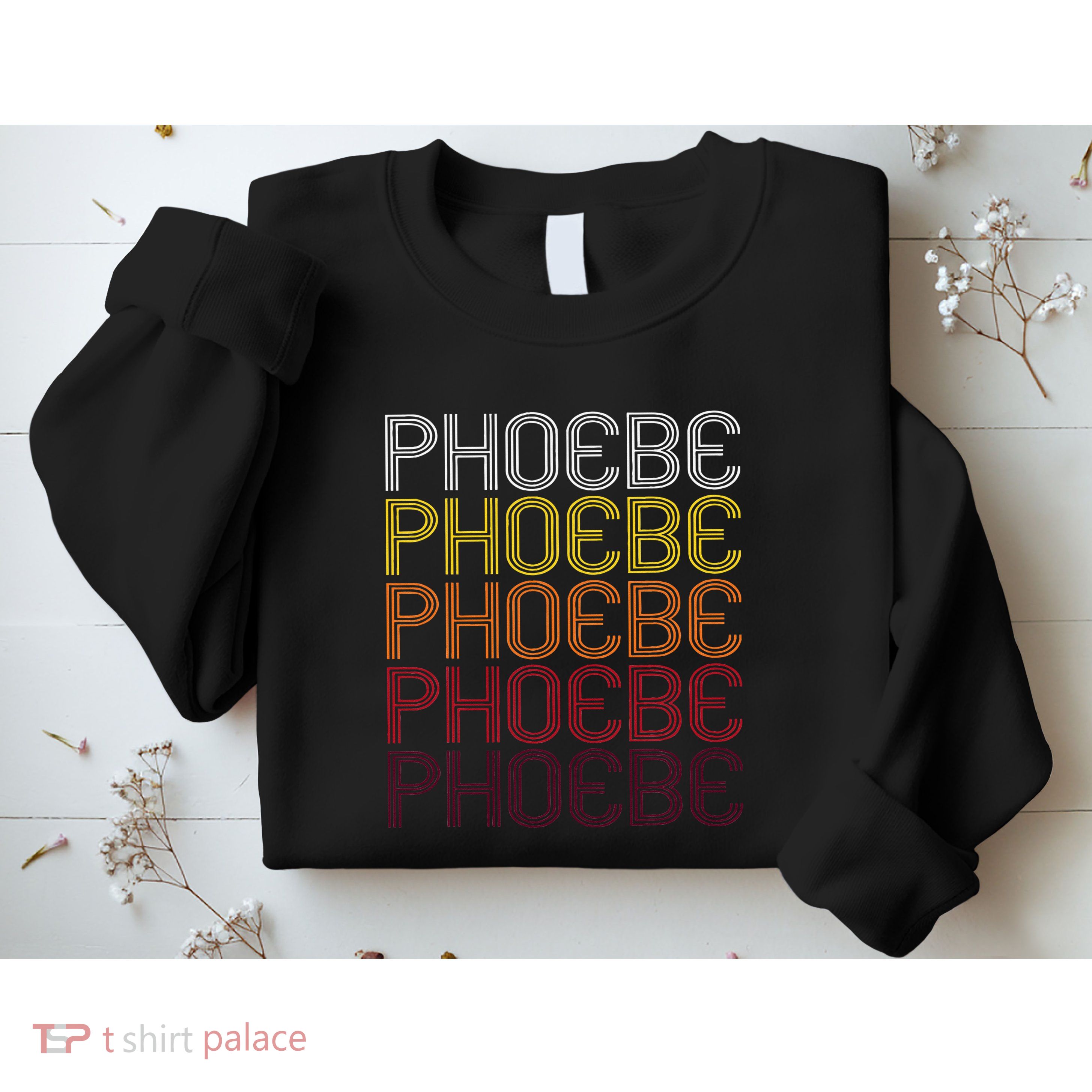 Phoebe Retro Wordmark Pattern Vintage Style Sweatshirt
