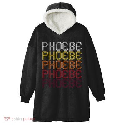 Phoebe Retro Wordmark Pattern Vintage Style Hooded Wearable Blanket