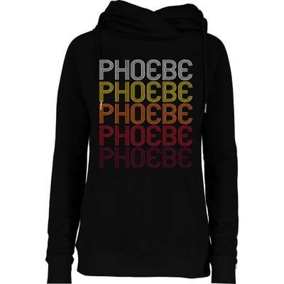 Phoebe Retro Wordmark Pattern Vintage Style Womens Funnel Neck Pullover Hood