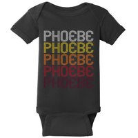 Phoebe Retro Wordmark Pattern Vintage Style Baby Bodysuit