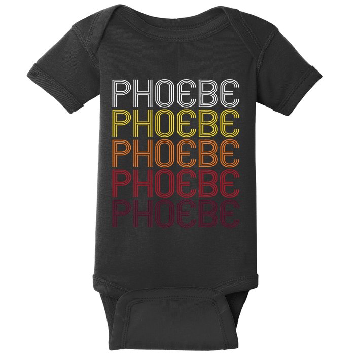 Phoebe Retro Wordmark Pattern Vintage Style Baby Bodysuit
