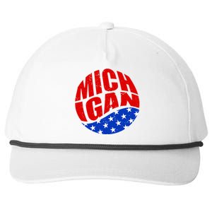 Patriotic Red White Blue Michigan Emblem Snapback Five-Panel Rope Hat