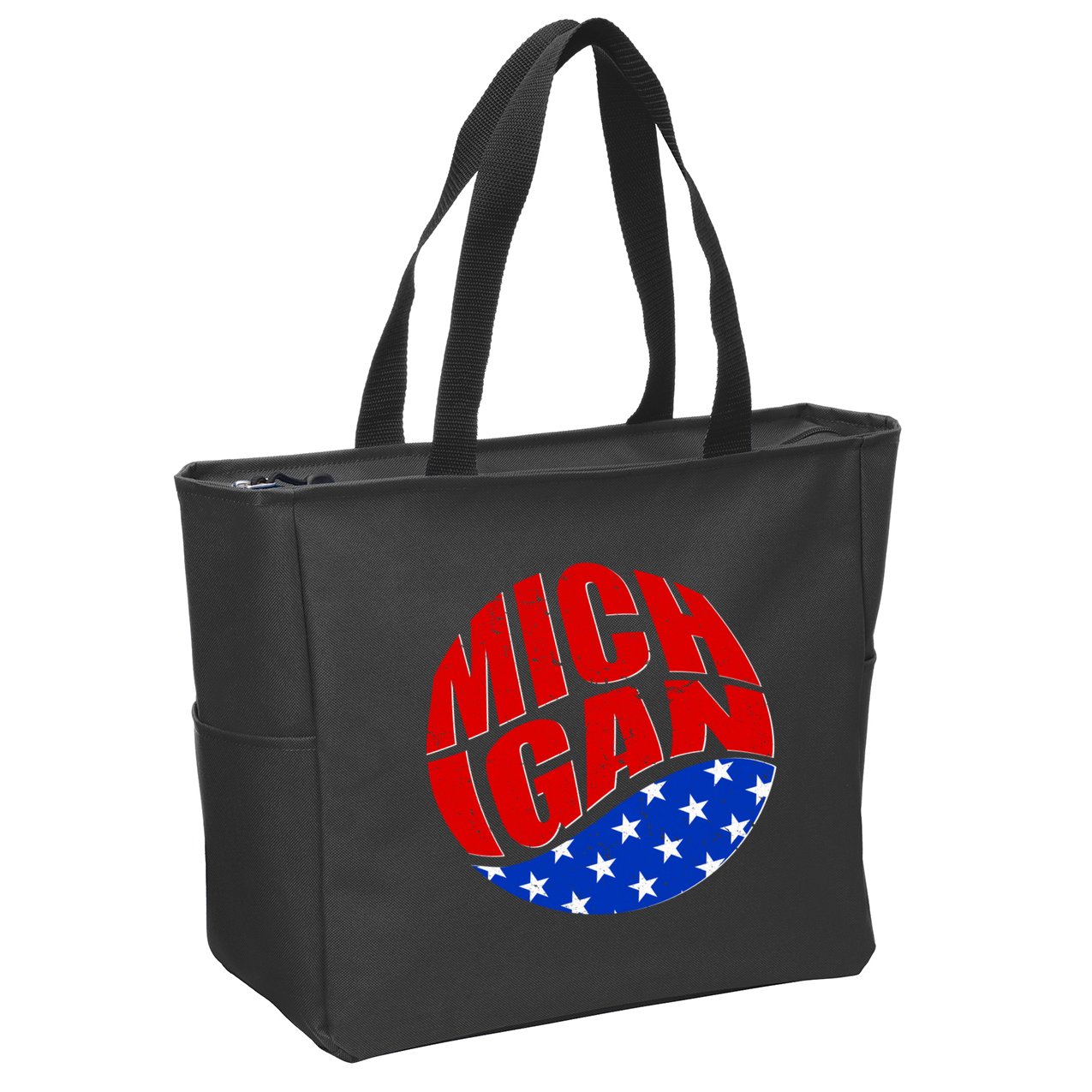 Patriotic Red White Blue Michigan Emblem Zip Tote Bag