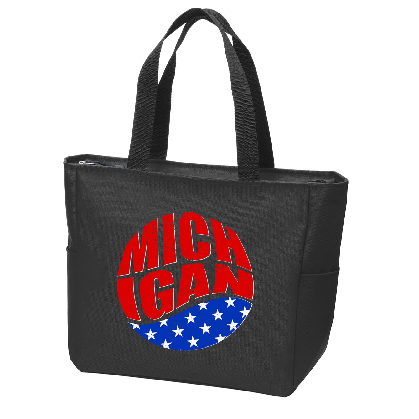 Patriotic Red White Blue Michigan Emblem Zip Tote Bag