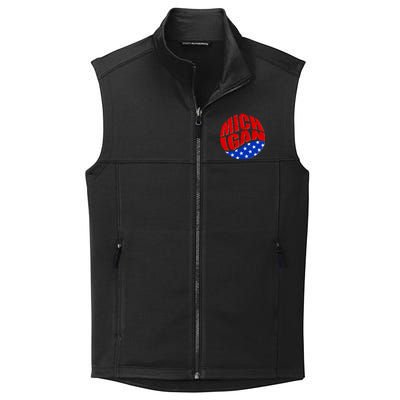 Patriotic Red White Blue Michigan Emblem Collective Smooth Fleece Vest