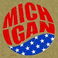 Patriotic Red White Blue Michigan Emblem Garment-Dyed Women's Muscle Tee