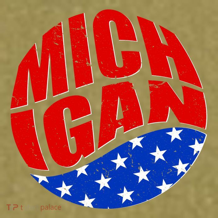 Patriotic Red White Blue Michigan Emblem Garment-Dyed Women's Muscle Tee