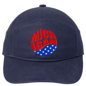 Patriotic Red White Blue Michigan Emblem 7-Panel Snapback Hat