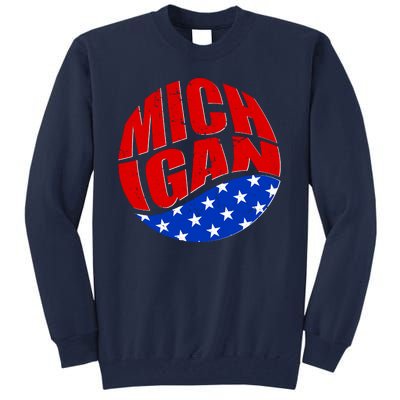 Patriotic Red White Blue Michigan Emblem Tall Sweatshirt