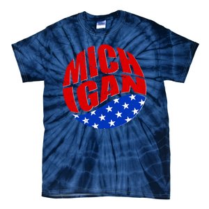 Patriotic Red White Blue Michigan Emblem Tie-Dye T-Shirt