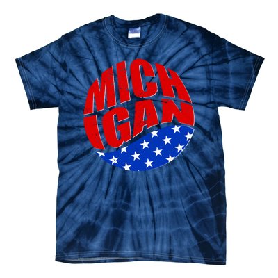 Patriotic Red White Blue Michigan Emblem Tie-Dye T-Shirt