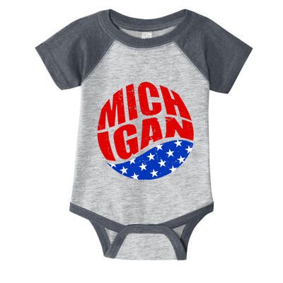 Patriotic Red White Blue Michigan Emblem Infant Baby Jersey Bodysuit