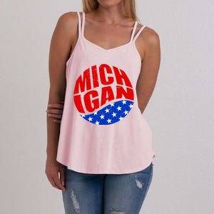 Patriotic Red White Blue Michigan Emblem Women's Strappy Tank