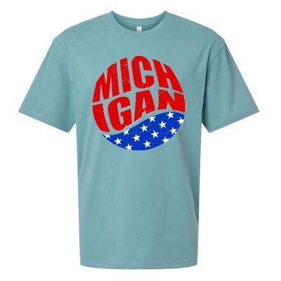 Patriotic Red White Blue Michigan Emblem Sueded Cloud Jersey T-Shirt