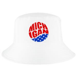 Patriotic Red White Blue Michigan Emblem Cool Comfort Performance Bucket Hat