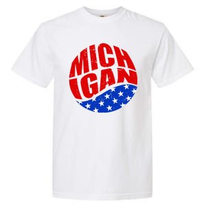 Patriotic Red White Blue Michigan Emblem Garment-Dyed Heavyweight T-Shirt