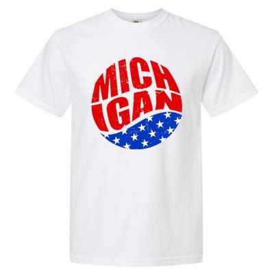 Patriotic Red White Blue Michigan Emblem Garment-Dyed Heavyweight T-Shirt